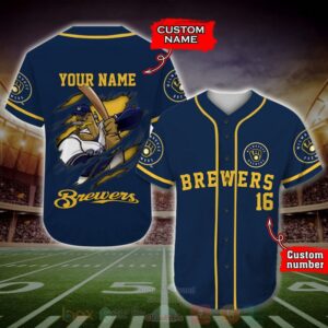 Milwaukee Brewers Mlb Personalized Baseball Jersey