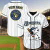 Milwaukee Brewers Snoopy Custom Name Baseball Jersey