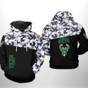 Milwaukee Bucks NBA Camo Veteran Team 3D Printed Hoodie/Zipper Hoodie - 56bd1198714b
