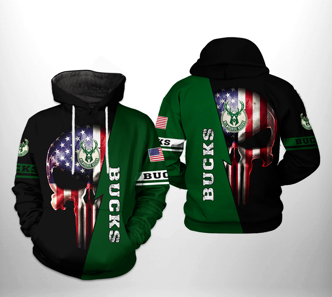 Milwaukee Bucks NBA US Flag Skull Team 3D Printed Hoodie/Zipper Hoodie - e29759f3bcbd Milwaukee Bucks NBA US Flag Skull Team 3D Printed Hoodie/Zipper Hoodie - e29759f3bcbd