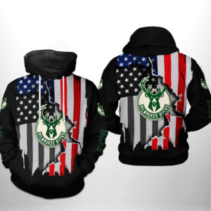 Milwaukee Bucks NBA US Flag Team 3D Printed Hoodie/Zipper Hoodie - eeecd8153534