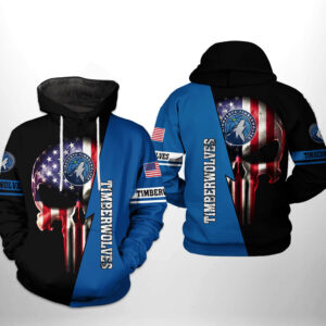 Minnesota Timberwolves NBA US Flag Skull Team 3D Printed Hoodie/Zipper Hoodie - 9b320daef4e9