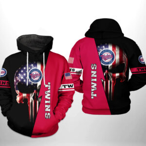 Minnesota Twins MLB US Flag Skull 3D Printed Hoodie/Zipper Hoodie - dc940aa598be