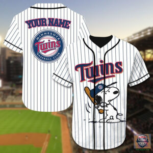 Minnesota Twins Snoopy Custom Name Baseball Jersey