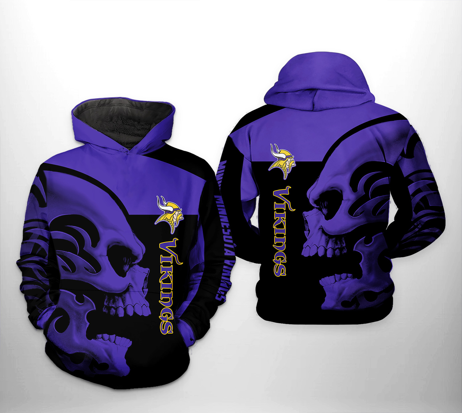 Minnesota Vikings NFL Skull 3D Printed Hoodie/Zipper Hoodie - 4c689d6a20b0 Minnesota Vikings NFL Skull 3D Printed Hoodie/Zipper Hoodie - 4c689d6a20b0