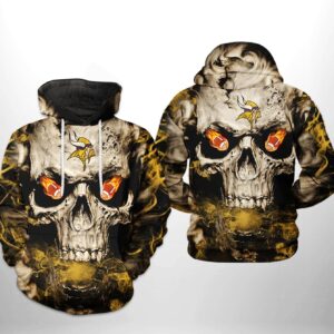 Minnesota Vikings NFL Skull Team 3D Printed Hoodie/Zipper Hoodie - a59a5b479070