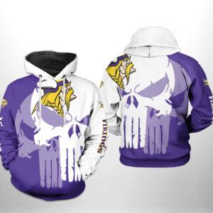 Minnesota Vikings NFL Team Skull 3D Printed Hoodie/Zipper Hoodie - fc29d0bfd864
