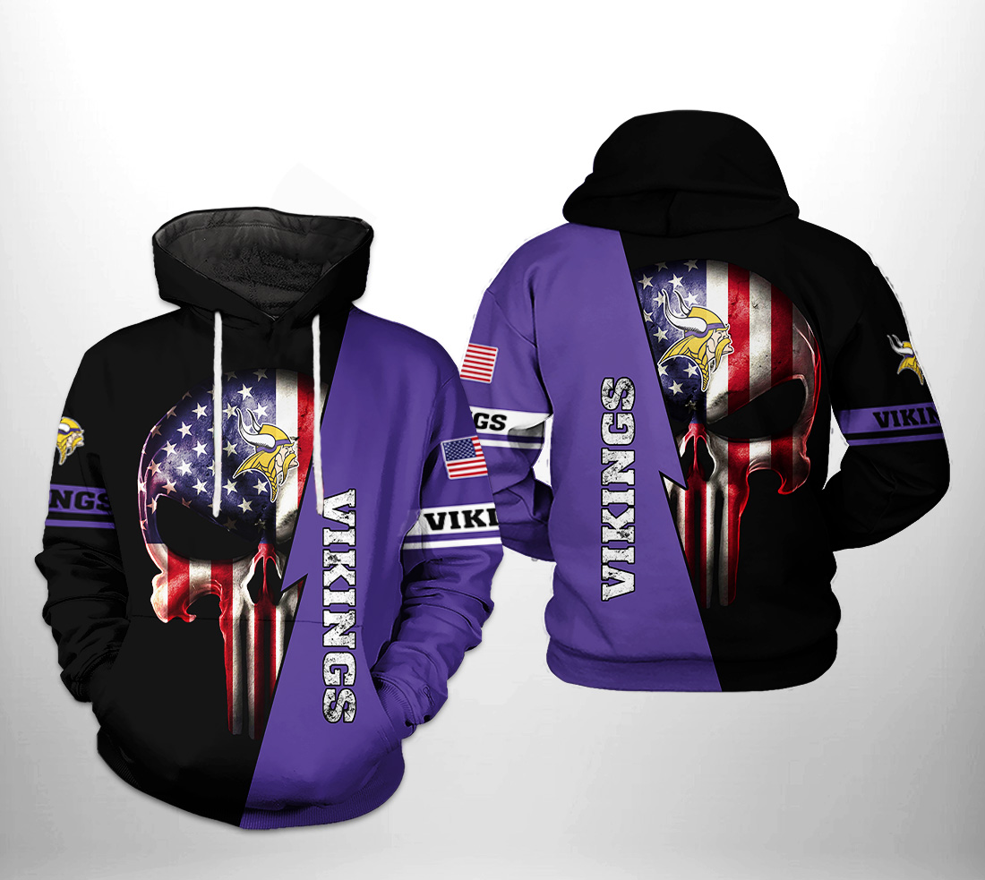 Minnesota Vikings NFL US Flag Skull Team 3D Printed Hoodie/Zipper Hoodie - e212d75ff0ee Minnesota Vikings NFL US Flag Skull Team 3D Printed Hoodie/Zipper Hoodie - e212d75ff0ee
