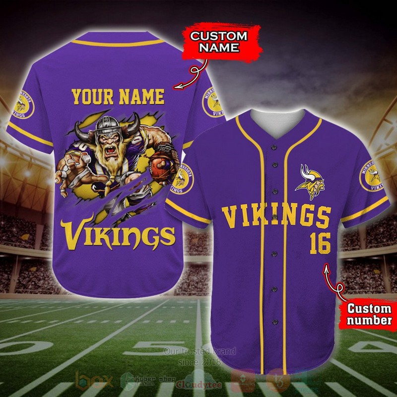 Minnesota Vikings Nfl Personalized Baseball Jersey Minnesota Vikings Nfl Personalized Baseball Jersey