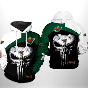 Minnesota Wild NHL Skull Punisher 3D Printed Hoodie/Zipper Hoodie - a62adcd1d3cd