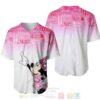 Minnie Mouse Quotes Pattern All Over Print Ombre Pink White Baseball Jersey