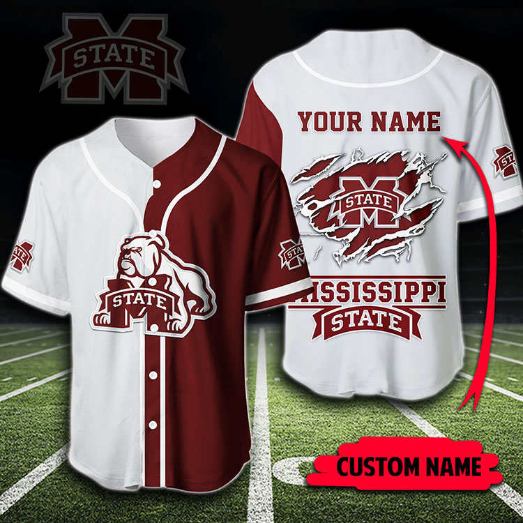Mississippi State Bulldogs Custom Name Baseball Jersey Mississippi State Bulldogs Custom Name Baseball Jersey