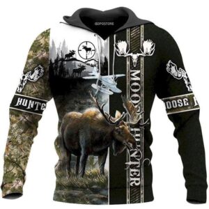 Moose Hunter Pullover And Zippered Hoodies Custom 3D Moose Hunter Graphic Printed 3D Hoodie All Over Print Hoodie For Men For Women - 5266b6d9d911