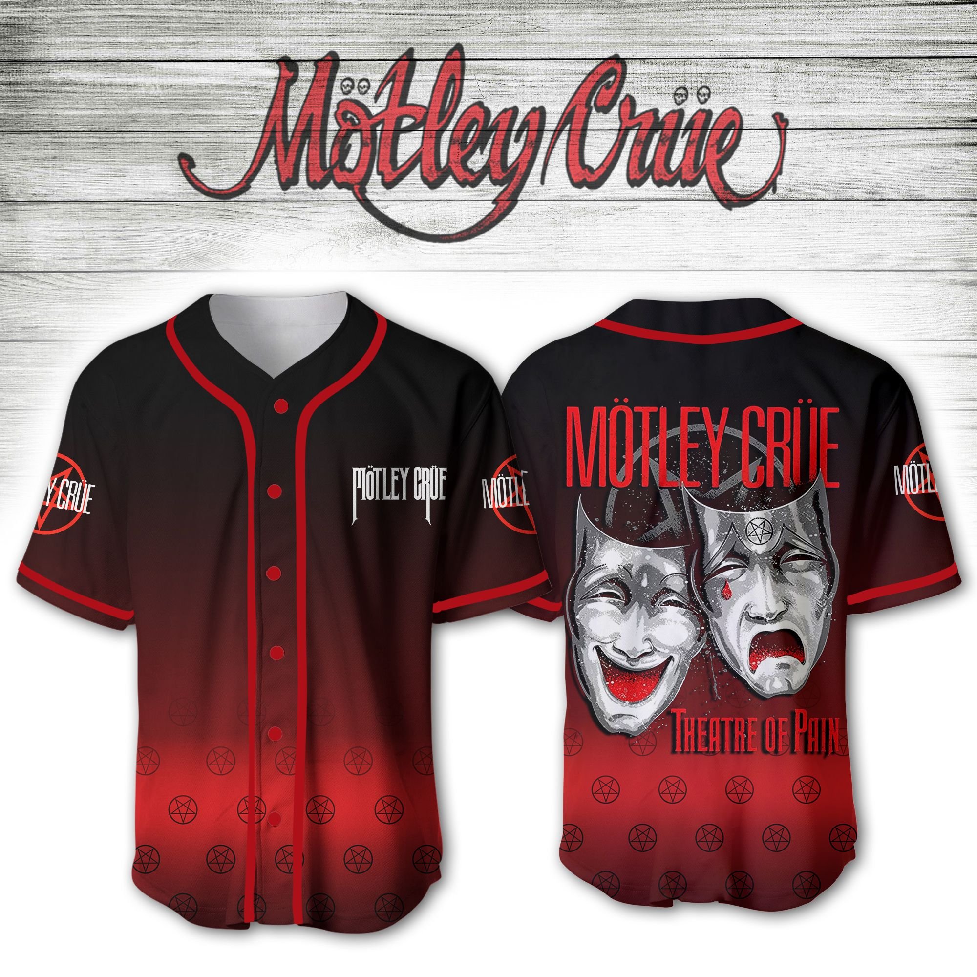 Mötley Crüe Theatre Of Pain Baseball Jersey Shirt Mötley Crüe Theatre Of Pain Baseball Jersey Shirt