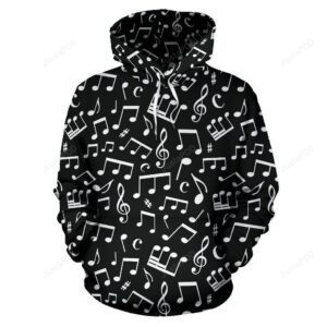 Music Note Black white Themed Print Pullover 3D Hoodie For Men Women All Over 3D Printed Hoodie - 11b406dbc51b