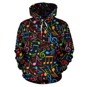 Music Note Colorful Themed Print Pullover 3D Hoodie For Men Women All Over 3D Printed Hoodie - f56e571cc71f
