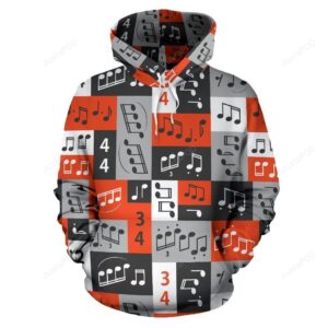 Music Note Design Themed Print Pullover 3D Hoodie For Men Women All Over 3D Printed Hoodie - 0a60cd84f631