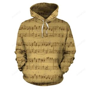 Music Note Vintage Themed Print Pullover 3D Hoodie For Men Women All Over 3D Printed Hoodie - 72714a65686d