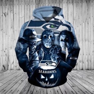 N.f.l Seattle Seahawks Classic Halloween Horror Movie Character 3d Custom Hoodie 3D Hoodie For Men - 0668b899a3c9