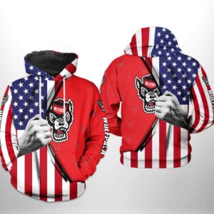 NC State Wolfpack NCAA US Flag 3D Printed Hoodie/Zipper Hoodie - 7afb069ace67