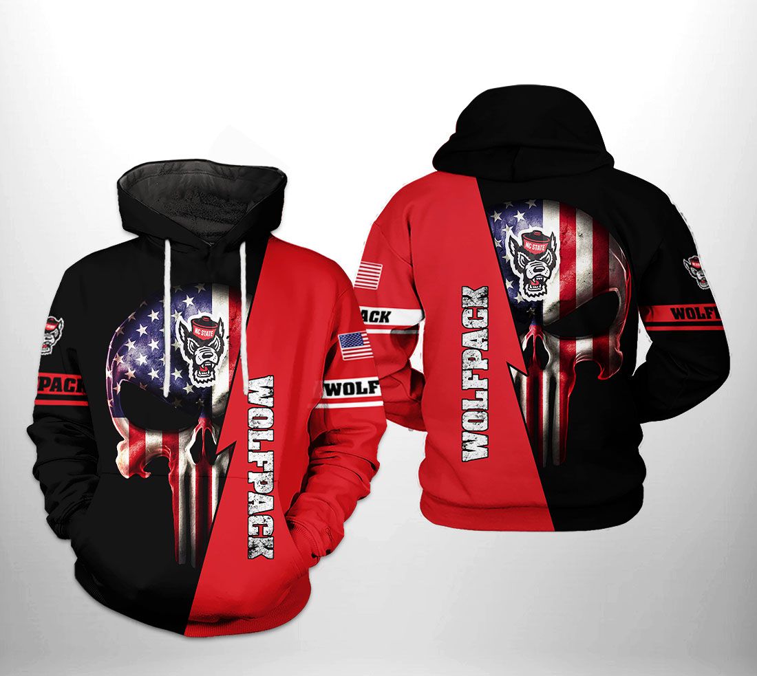 NC State Wolfpack NCAA US Flag Skull 3D Printed Hoodie/Zipper Hoodie - d94f8191b8e6 NC State Wolfpack NCAA US Flag Skull 3D Printed Hoodie/Zipper Hoodie - d94f8191b8e6