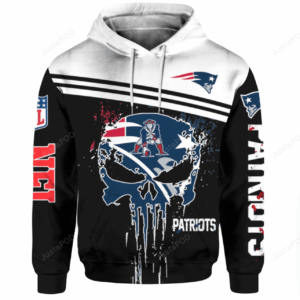 NFL New England Patriots The Punisher Skull Men and Women 3D Hoodie and Zip Hoodie New England Patriots 3D Shirt New England Patriots All Over Printed Hoodie - 289ab536d8e2