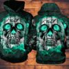 NFL Philadelphia Eagles Neon Green Skull 3D Graphic Printed Men and Women 3D Hoodie Zip Hoodie NFL Philadelphia Eagles 3D Shirt - e5a771eb1f68