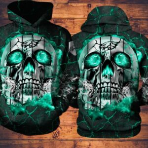 NFL Philadelphia Eagles Neon Green Skull 3D Graphic Printed Men and Women 3D Hoodie Zip Hoodie NFL Philadelphia Eagles 3D Shirt - e5a771eb1f68