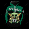 NHL Dallas Stars Baby Yoda Men and Women 3D Hoodie and Zip Up Hoodie Dallas Stars Baby Yoda 3D Shirt Dallas Stars Baby Yoda All Over Printed Hoodie - fde64b12cb38