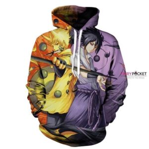 Naruto Uzumaki Naruto Uchiha Sasuke Half Orange and Half Purple 3D Hoodie For Men Women All Over 3D Printed Hoodie - d16f65133e4e