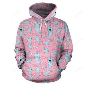 Narwhal Cartoon Cute Print Pullover 3D Hoodie For Men Women All Over 3D Printed Hoodie - 7458f9e66edf