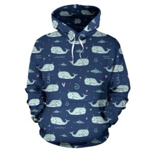 Narwhal Design Print Pullover 3D Hoodie For Men Women All Over 3D Printed Hoodie - a766bf363c0d