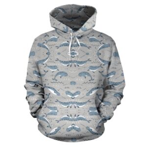 Narwhal Pattern Print Pullover 3D Hoodie For Men Women All Over 3D Printed Hoodie - 00c0b807d09c