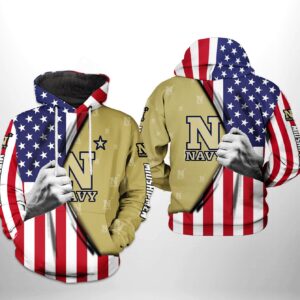 Navy Midshipmen NCAA US Flag 3D Printed Hoodie/Zipper Hoodie - 67be16f2351a