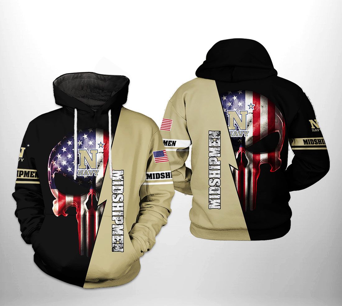 Navy Midshipmen NCAA US Flag Skull 3D Printed Hoodie/Zipper Hoodie - 495546051b8a Navy Midshipmen NCAA US Flag Skull 3D Printed Hoodie/Zipper Hoodie - 495546051b8a