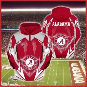 Ncaa Alabama Crimson Tide Lightning Pullover And Zippered Hoodies Custom 3D Graphic Printed 3D Hoodie All Over Print Hoodie For Men For Women - a483649ad2ed