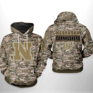 Nebraska Cornhuskers NCAA Camo Veteran 3D Printed Hoodie/Zipper Hoodie - b0b2408c838b