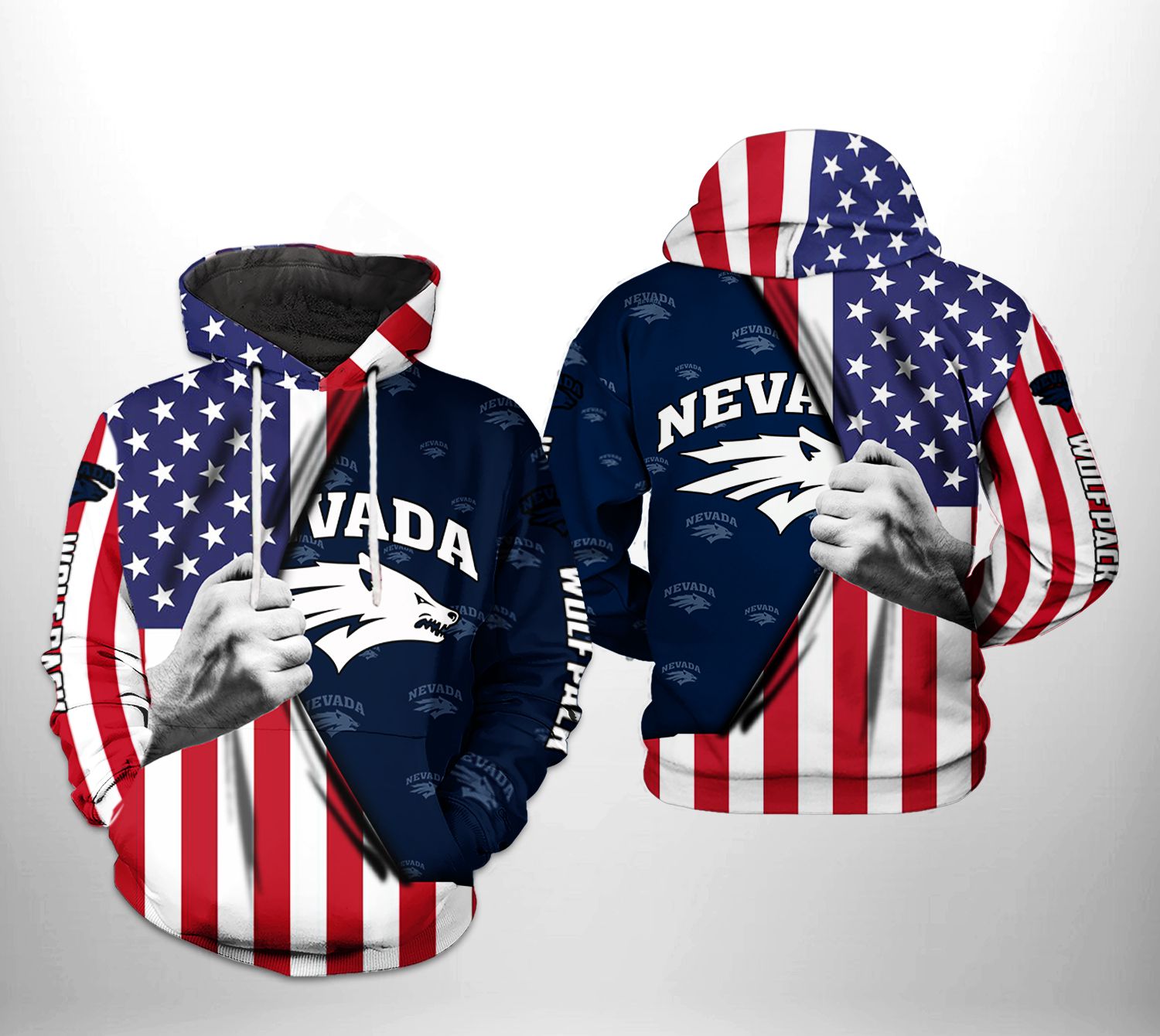 Nevada Wolf Pack NCAA US Flag 3D Printed Hoodie/Zipper Hoodie - 032bd783b61e Nevada Wolf Pack NCAA US Flag 3D Printed Hoodie/Zipper Hoodie - 032bd783b61e