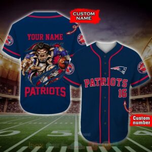 New England Patriots Nfl Personalized Baseball Jersey