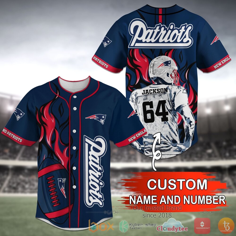 New England Patriots Nfl Personalized Navy Baseball Jersey Shirt New England Patriots Nfl Personalized Navy Baseball Jersey Shirt