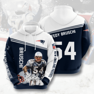 New England Patriots Tedy Bruschi 54 3D Hoodie - 1eb1e194029c