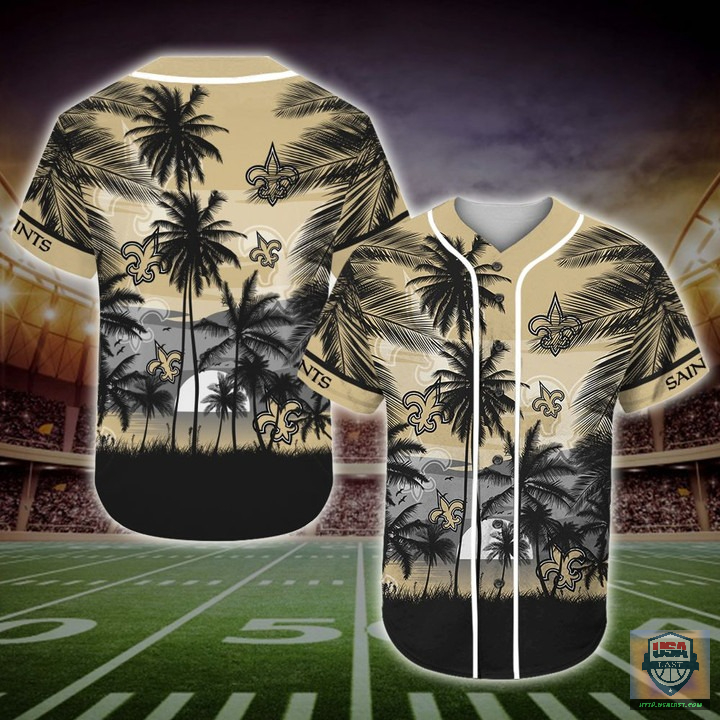 New Orleans Saints Nfl Palm Tree Baseball Jersey New Orleans Saints Nfl Palm Tree Baseball Jersey