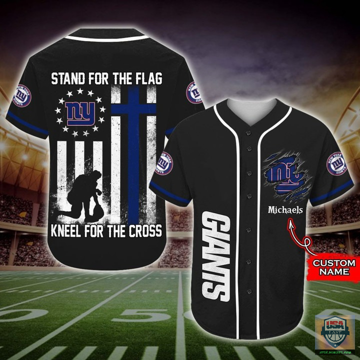 New York Giants Stand For The Flag Kneel For The Cross Baseball Jersey Shirt New York Giants Stand For The Flag Kneel For The Cross Baseball Jersey Shirt