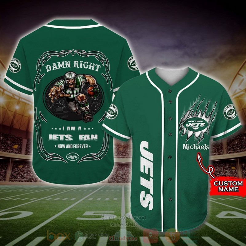 New York Jets Mascot Nfl Custom Name Baseball Jersey New York Jets Mascot Nfl Custom Name Baseball Jersey