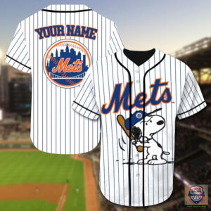 New York Mets Snoopy Custom Name Baseball Jersey