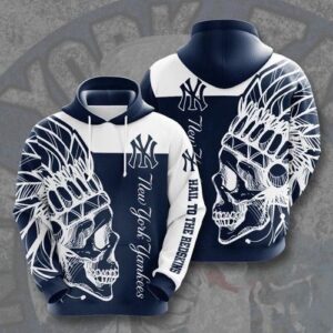 New York Yankees Skull Zip 3D Hoodie All Over Print - 9ef10854fc94