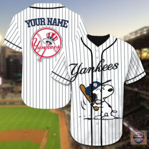 New York Yankees Snoopy Custom Name Baseball Jersey