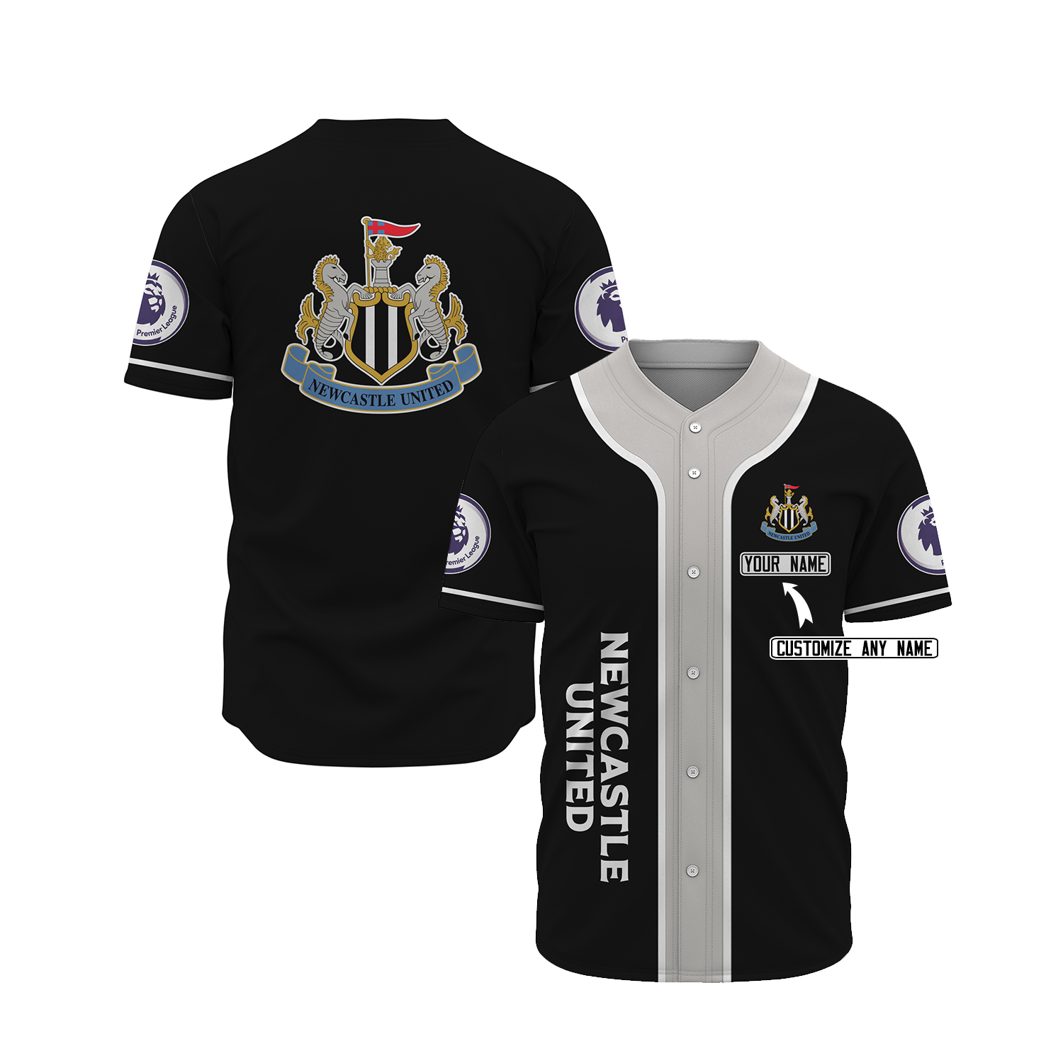 Newcastle United Custom Pesonalized Name Baseball Jersey Newcastle United Custom Pesonalized Name Baseball Jersey