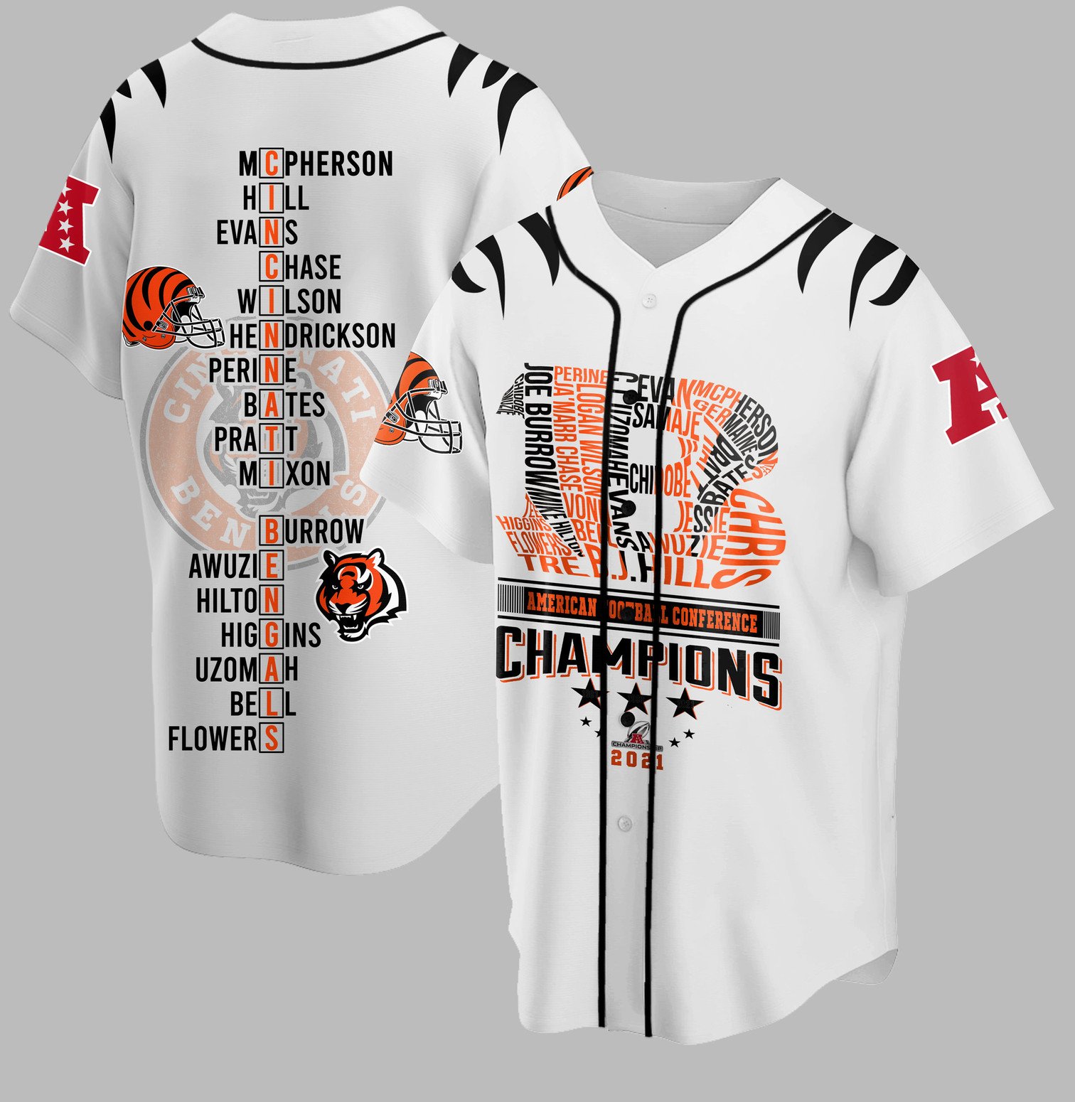 Nfl Cincinnati Bengals American Football Conference Champions Baseball Jersey Shirt Nfl Cincinnati Bengals American Football Conference Champions Baseball Jersey Shirt