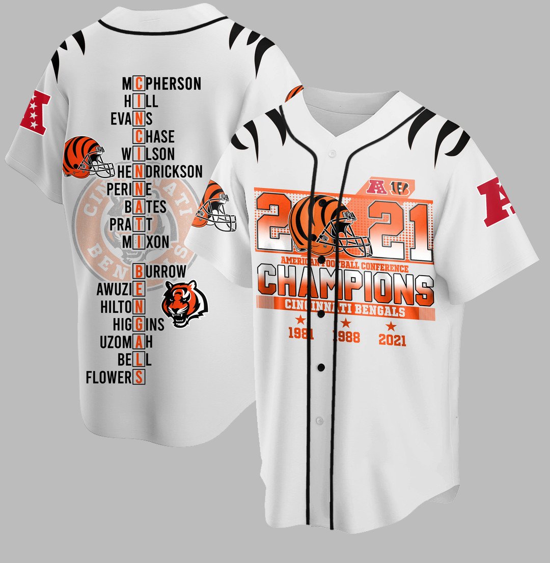 Nfl Cincinnati Bengals American Football Conference Champions Ver2 Baseball Jersey Shirt Nfl Cincinnati Bengals American Football Conference Champions Ver2 Baseball Jersey Shirt